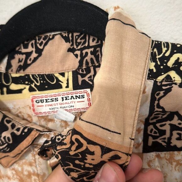 Vintage 90's Guess Jeans Mens  Multicolor Short Sleeve Button‎ Up Shirt Medium - Picture 4 of 8